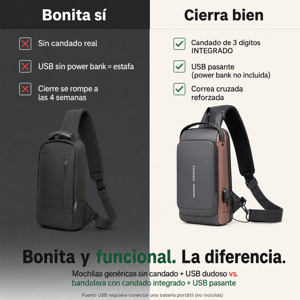 Mochila Antirrobo con USB - Impermeable