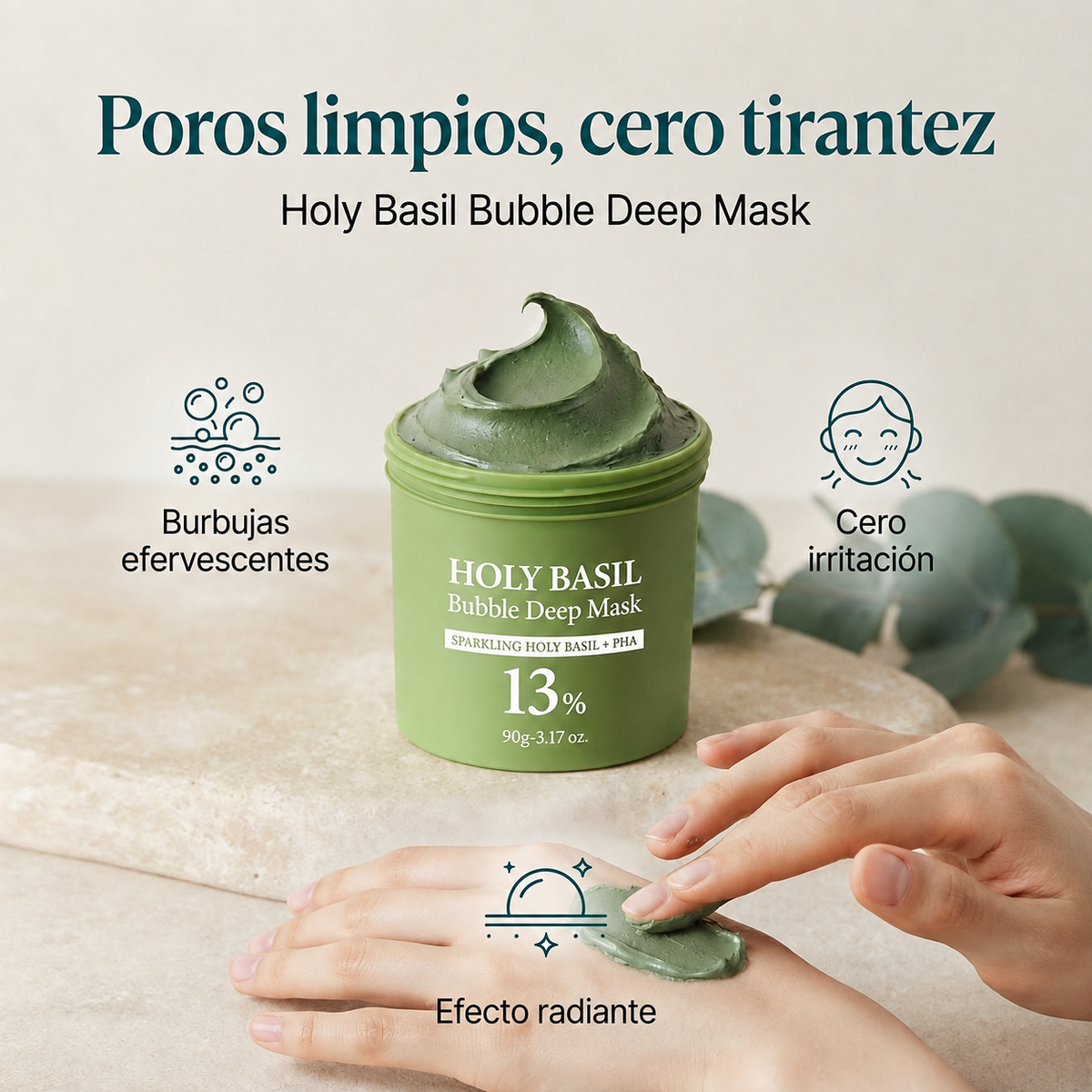 HOLY BASIL Mascarilla de burbujas - Limpieza profunda que no seca tu piel
