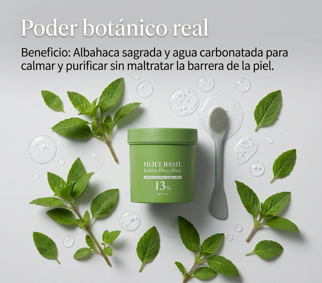 HOLY BASIL Mascarilla de burbujas - Limpieza profunda que no seca tu piel